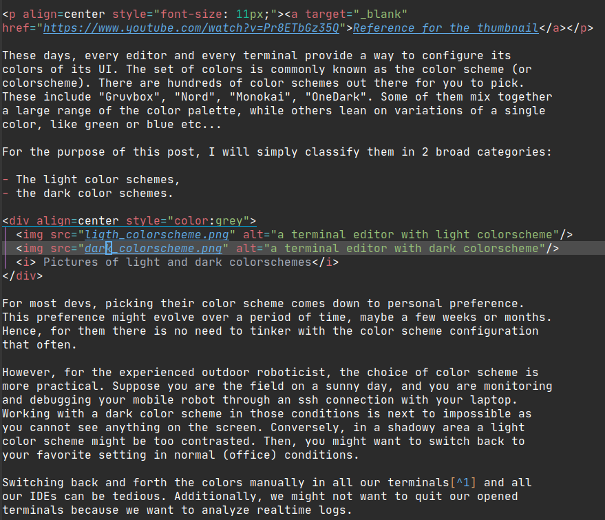 a terminal editor with dark colorscheme